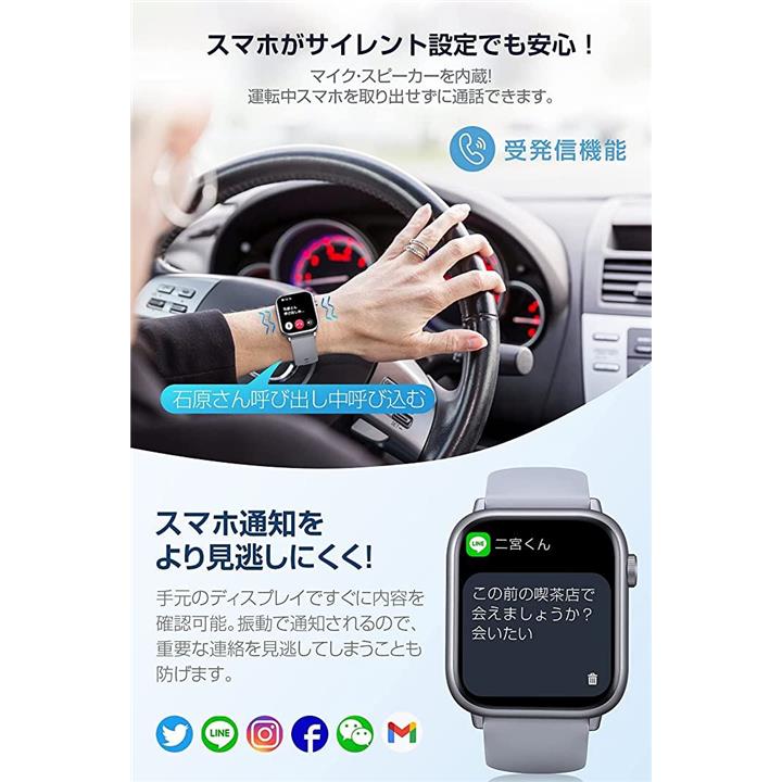 スマートウォッチ レディース 通話機能付き 活動量計 天気予報 24時間