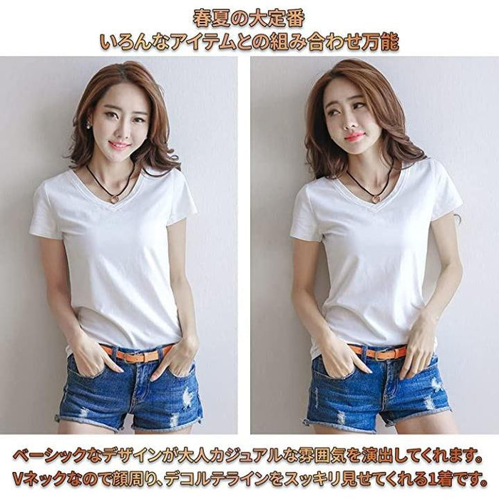 半袖 Tシャツ レディース Vネック 綿 トップス 無地 きれいめ
