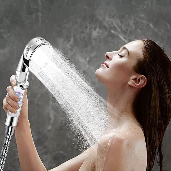 シャワーヘッド 節水増圧シャワー 3段階水流モード 手元止水ボタン 日本語説明書 ホース付