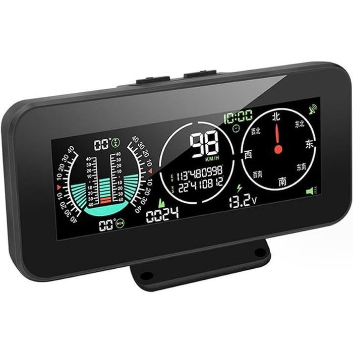 小型 クリノメーター HUD GPS 電子コンパス 車 速度計 車の角度 傾斜計 ピッチ角 水平 バッテリー電圧 自動調光 LCD表示 過速