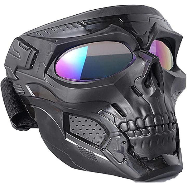 スカルヘルメット コスプレ 新品 サバゲー ☆スカルフェイスマスク ブラック◇サバゲー フルフェイスガード